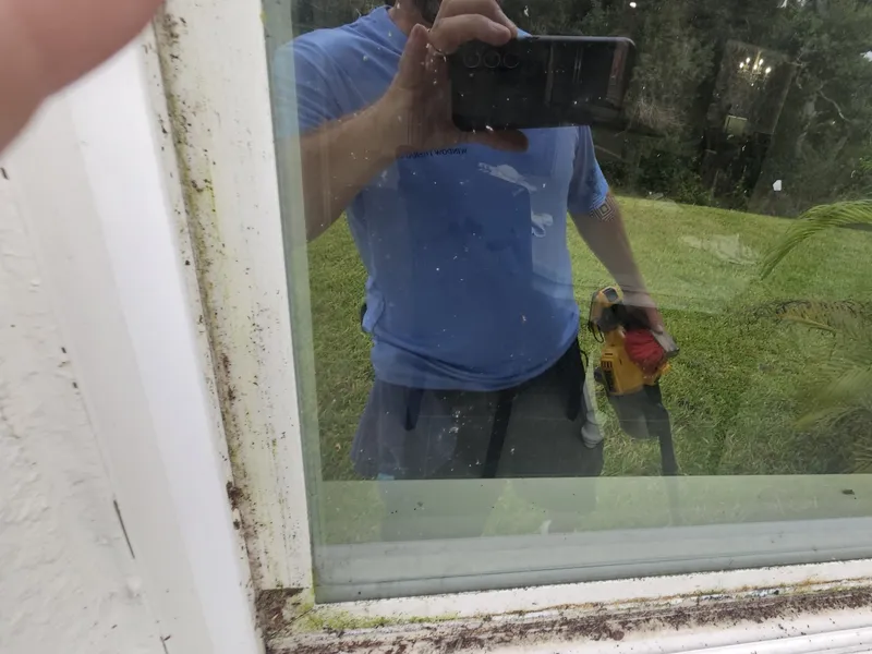 Before window frame and track cleaning Sarasota, grime and debris buildup